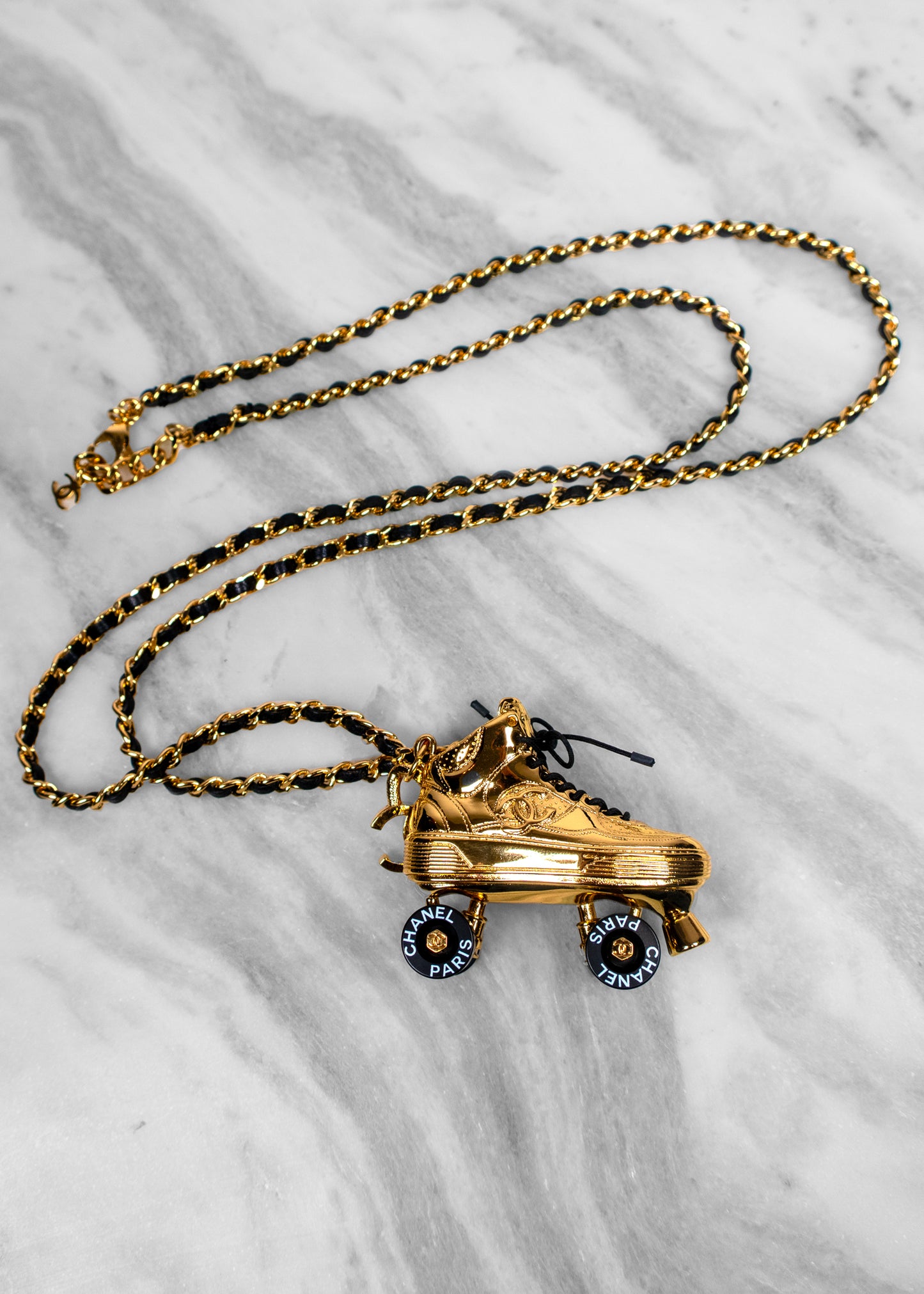 Chanel Long Pendant Rollerskate Necklace