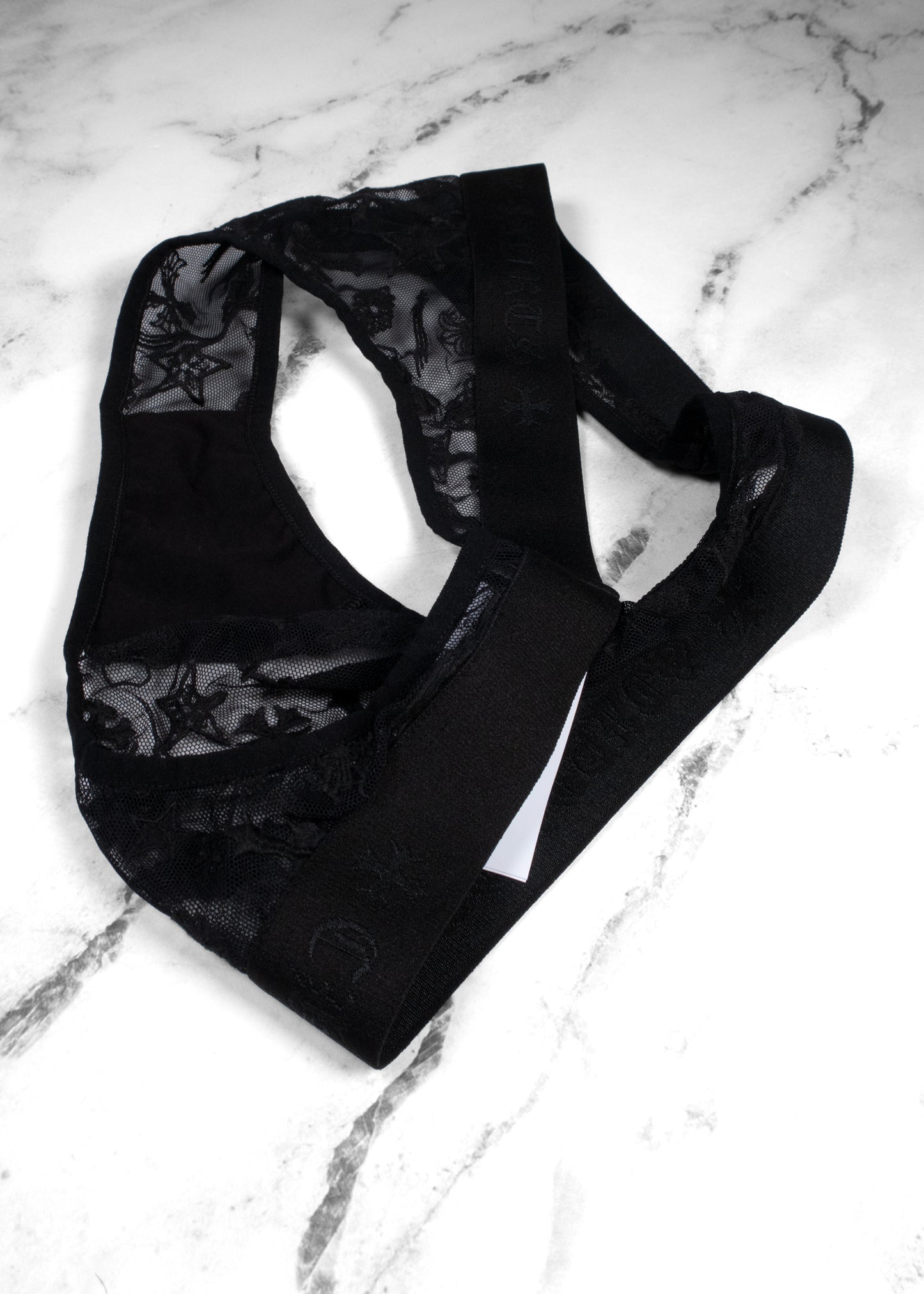 Chrome Hearts Lace Bralette and Thong Underwear Set Black