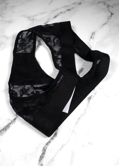 Chrome Hearts Lace Bralette and Thong Underwear Set Black