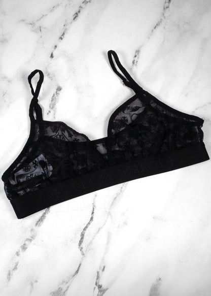 Chrome Hearts Lace Bralette and Thong Underwear Set Black