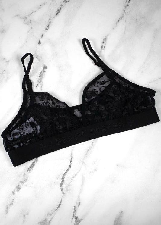 Chrome Hearts Lace Bralette and Thong Underwear Set Black