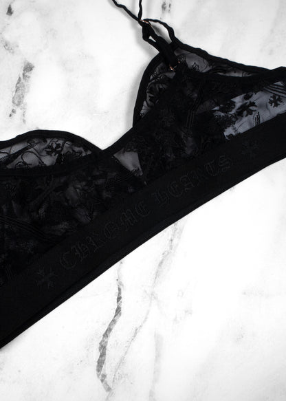 Chrome Hearts Lace Bralette and Thong Underwear Set Black