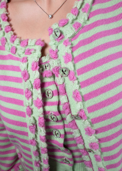 Chanel Vintage Spring 2004 Striped Knit Twinset (Cardigan & Tube Top)