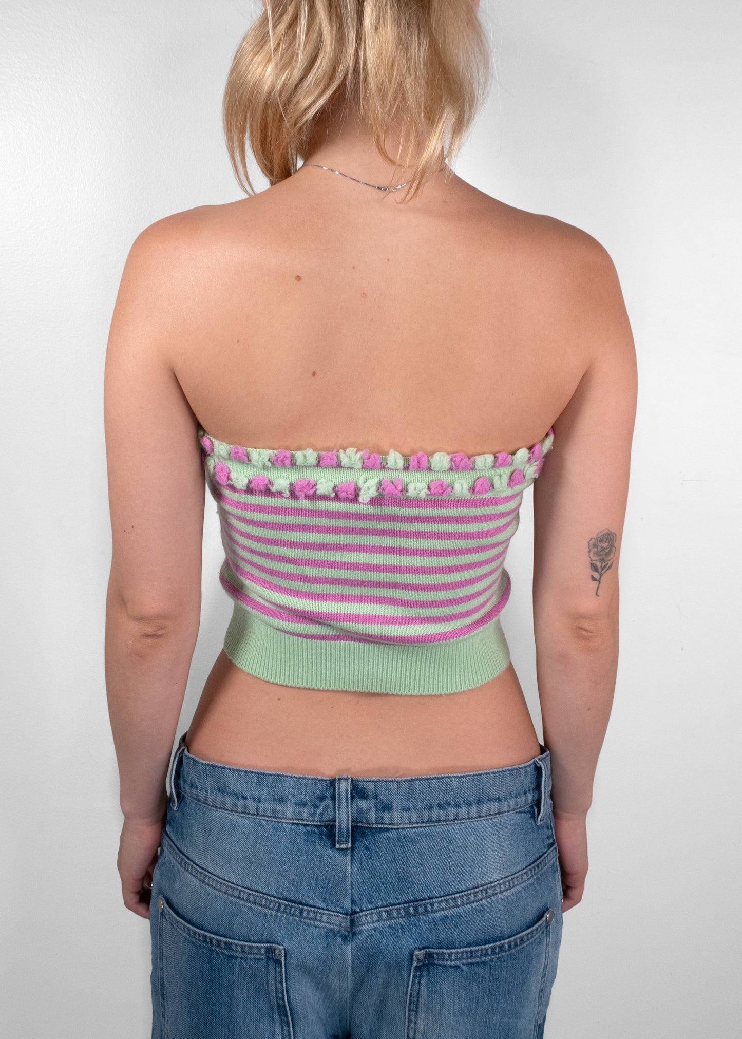 Chanel Vintage Spring 2004 Striped Knit Twinset (Cardigan & Tube Top)