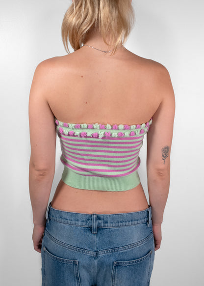 Chanel Vintage Spring 2004 Striped Knit Twinset (Cardigan & Tube Top)