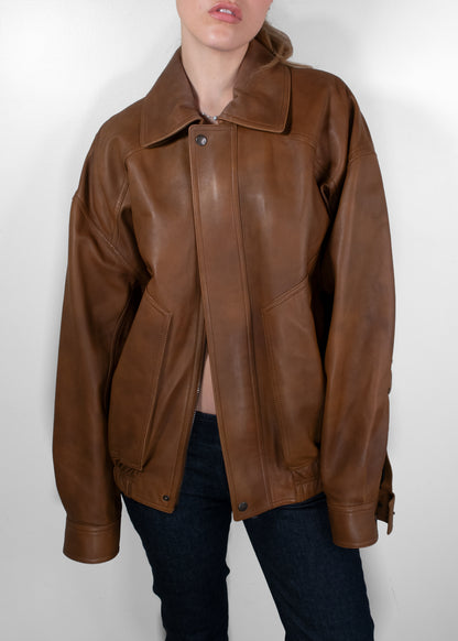 Saint Laurent Oversized Grained Leather Bomber Blouson Jacket