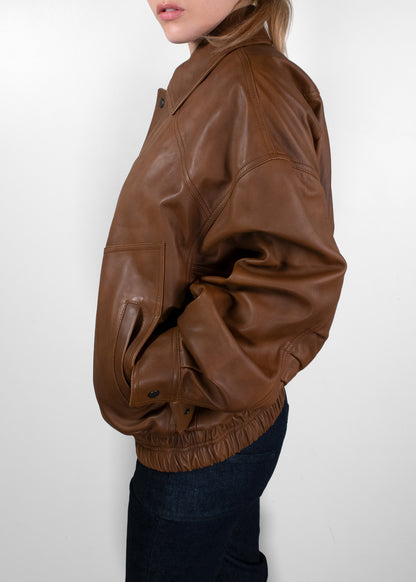 Saint Laurent Oversized Grained Leather Bomber Blouson Jacket