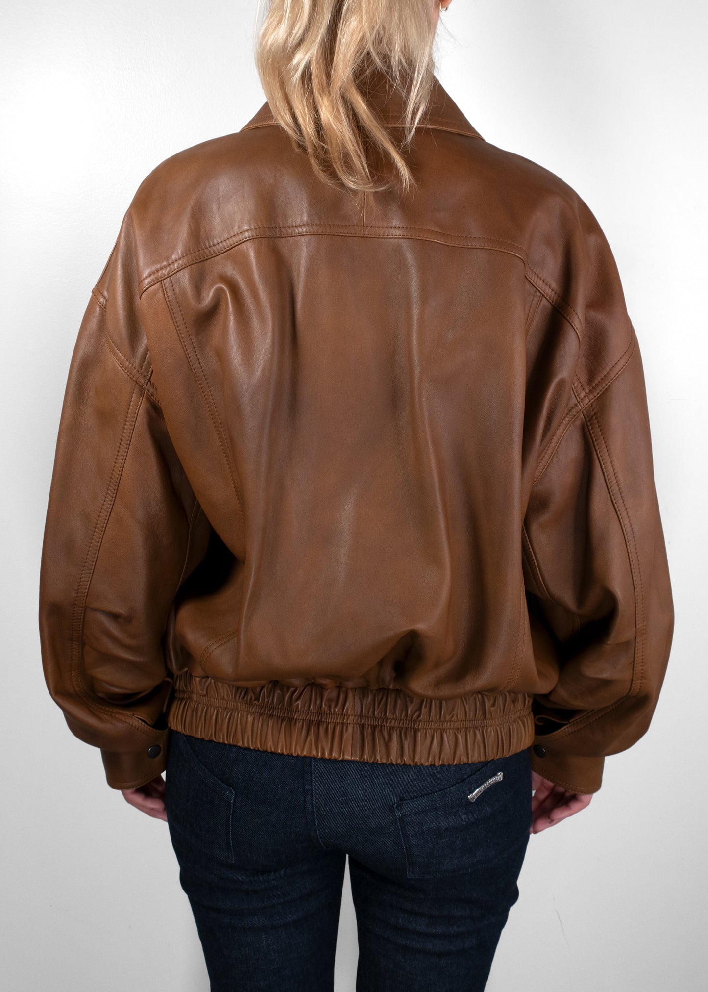 Saint Laurent Oversized Grained Leather Bomber Blouson Jacket