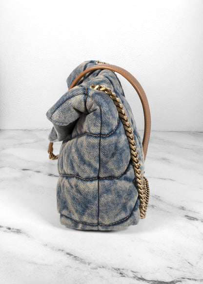 Saint Laurent Denim Toy LouLou Puffer Bag