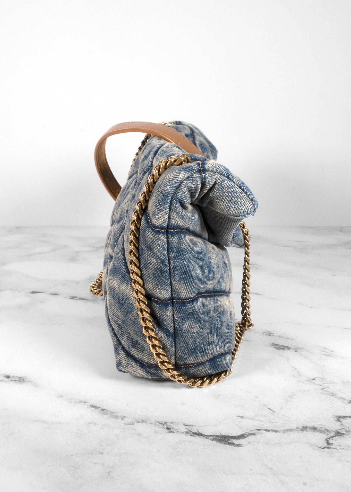 Saint Laurent Denim Toy LouLou Puffer Bag