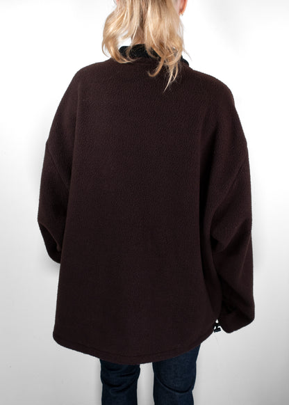 Miu Miu Ebony Brown Oversized Fleece Zipper Jacket