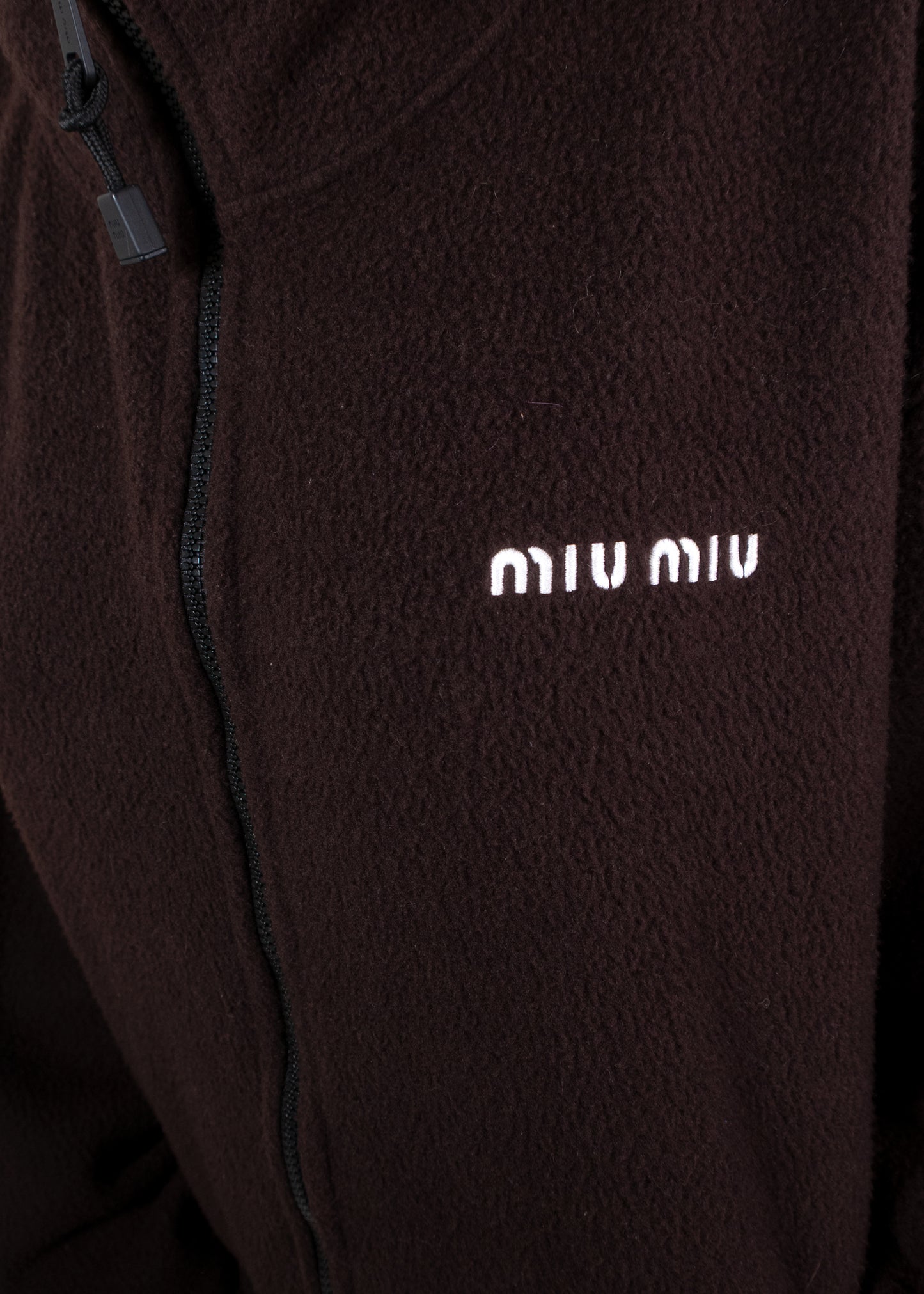 Miu Miu Ebony Brown Oversized Fleece Zipper Jacket