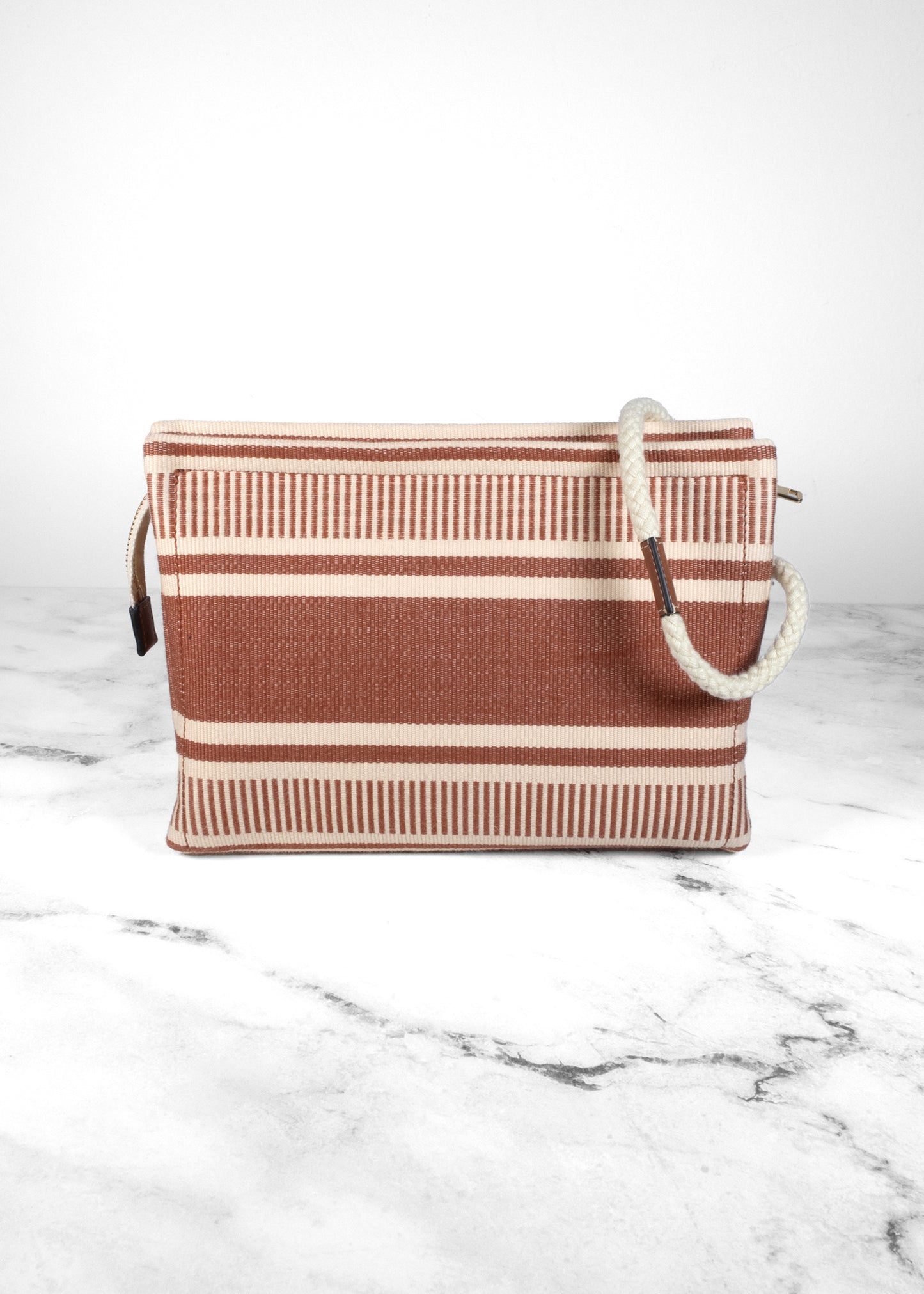 Celine Triomphe Stripe Zip Top Pouch Clutch