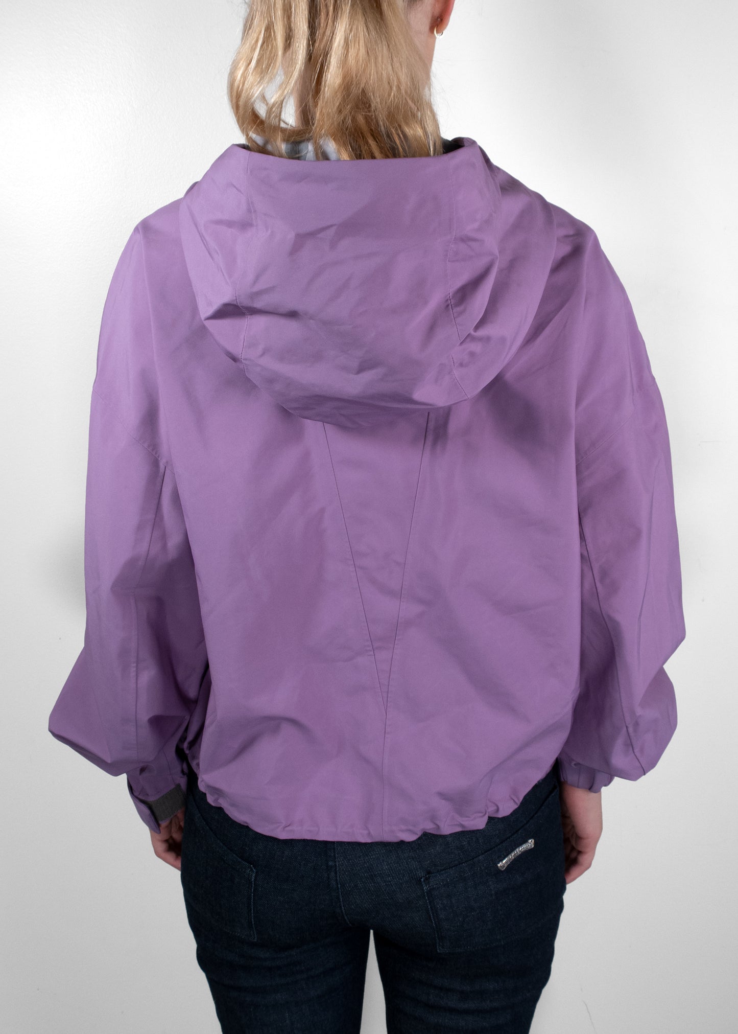 Miu Miu Lilac Tec Canvas Hooded Blouson Utility Jacket