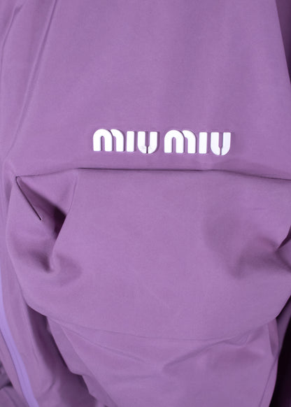 Miu Miu Lilac Tec Canvas Hooded Blouson Utility Jacket