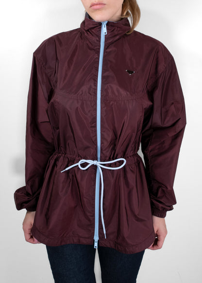 Prada Garnet Red Re-Nylon Contrast-Zip Blouson Jacket