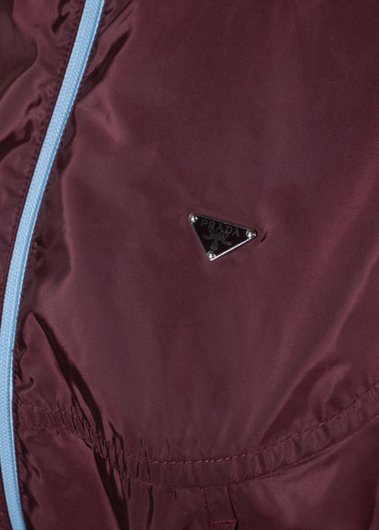 Prada Garnet Red Re-Nylon Contrast-Zip Blouson Jacket