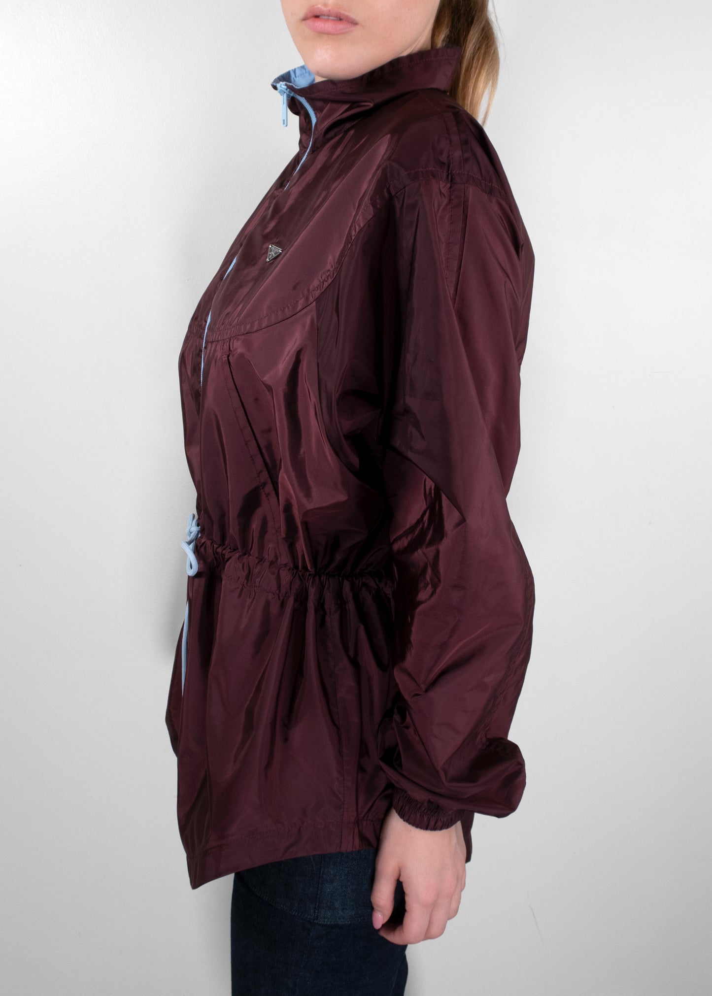 Prada Garnet Red Re-Nylon Contrast-Zip Blouson Jacket