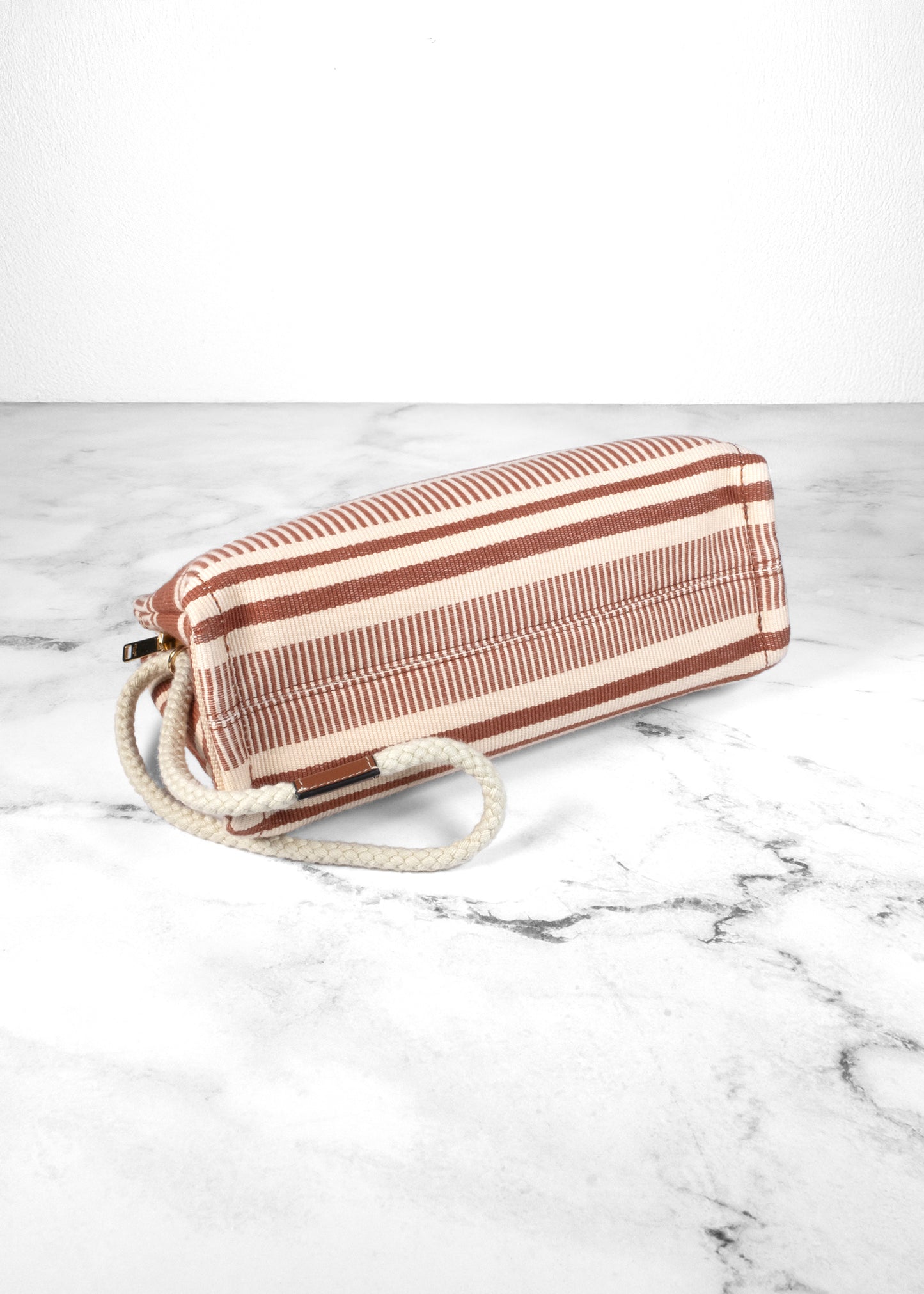 Celine Triomphe Stripe Zip Top Pouch Clutch