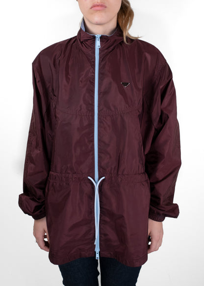 Prada Garnet Red Re-Nylon Contrast-Zip Blouson Jacket