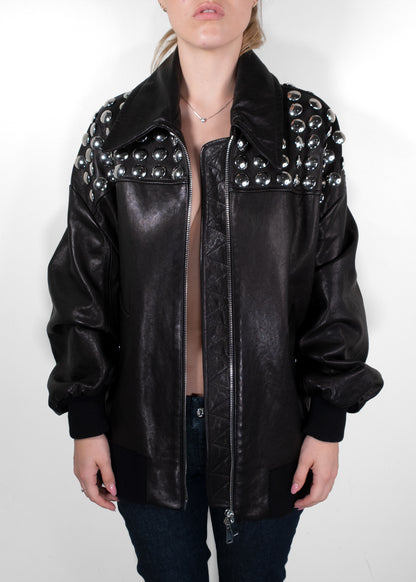 Khaite The Ziggy Studded Leather Bomber Jacket