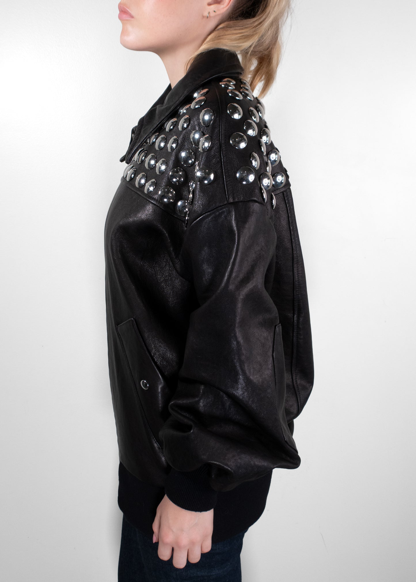 Khaite The Ziggy Studded Leather Bomber Jacket