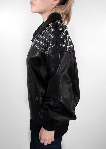 Khaite The Ziggy Studded Leather Bomber Jacket