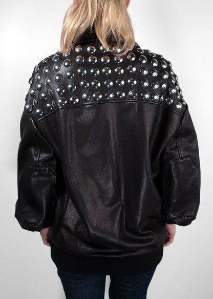 Khaite The Ziggy Studded Leather Bomber Jacket
