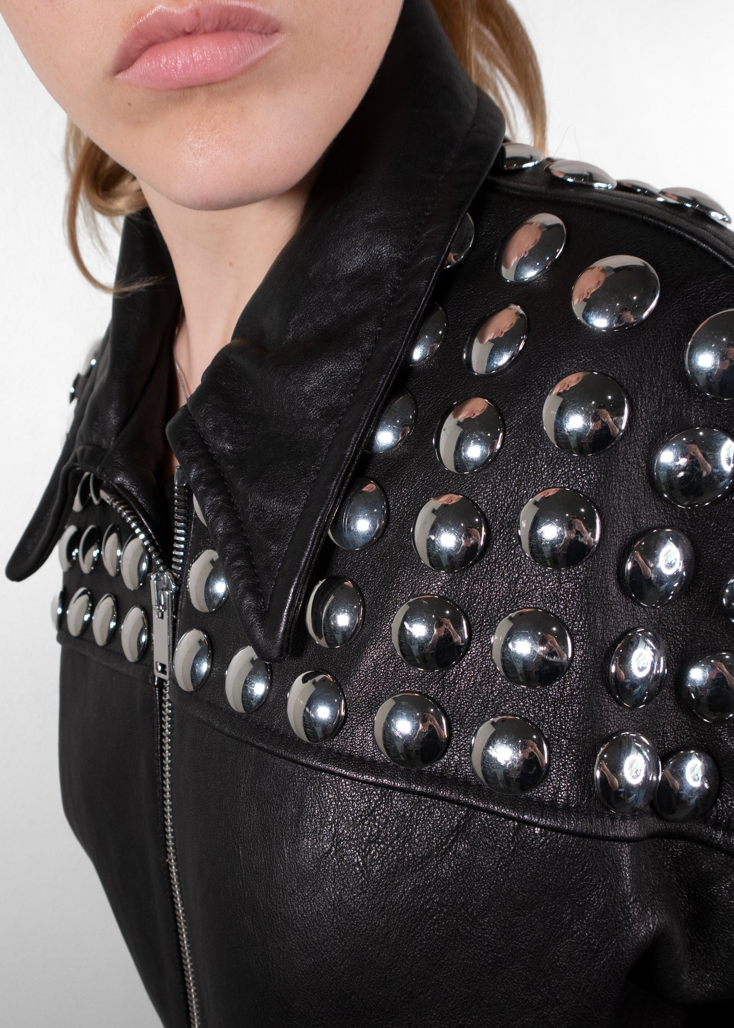 Khaite The Ziggy Studded Leather Bomber Jacket