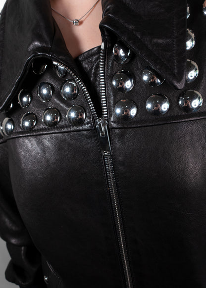 Khaite The Ziggy Studded Leather Bomber Jacket