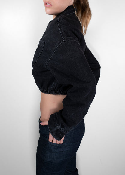 Prada Cropped Washed Denim Blouson Jacket