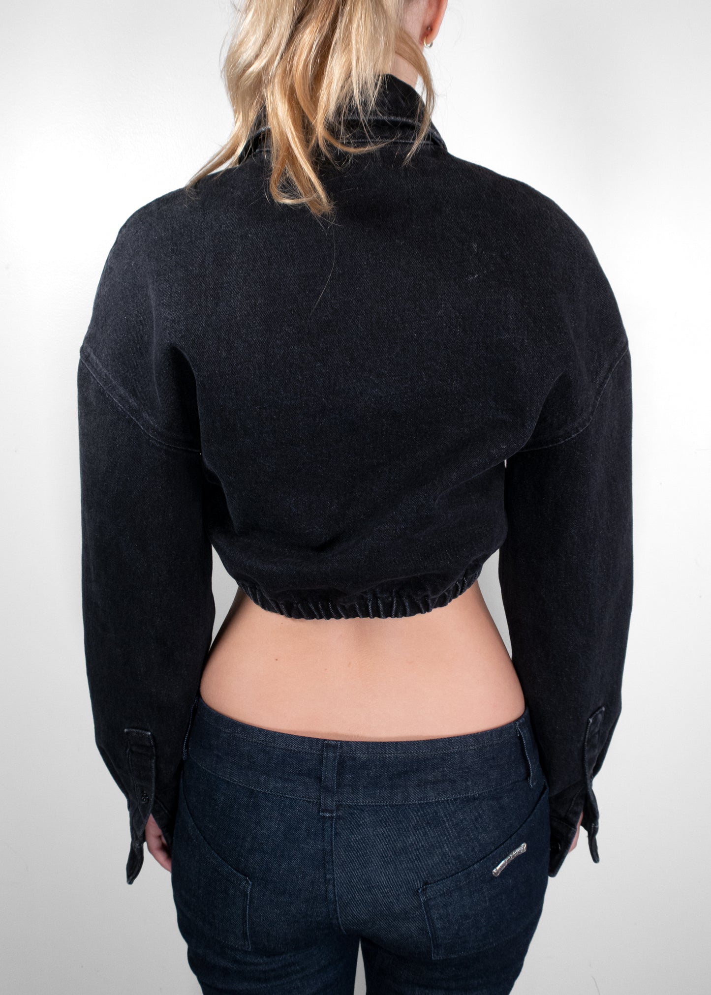 Prada Cropped Washed Denim Blouson Jacket
