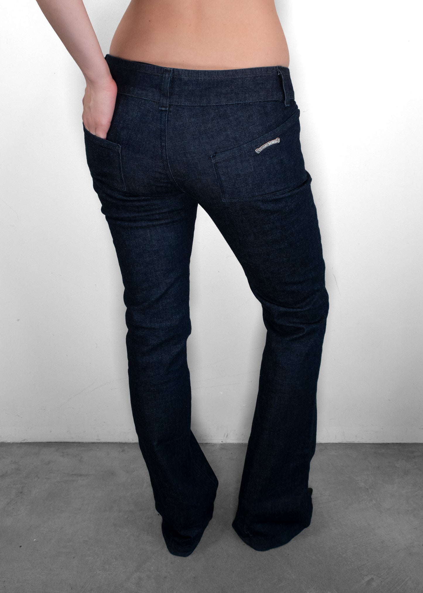 Chrome Hearts Dark Wash Low-Rise Bootcut Hardware Jeans