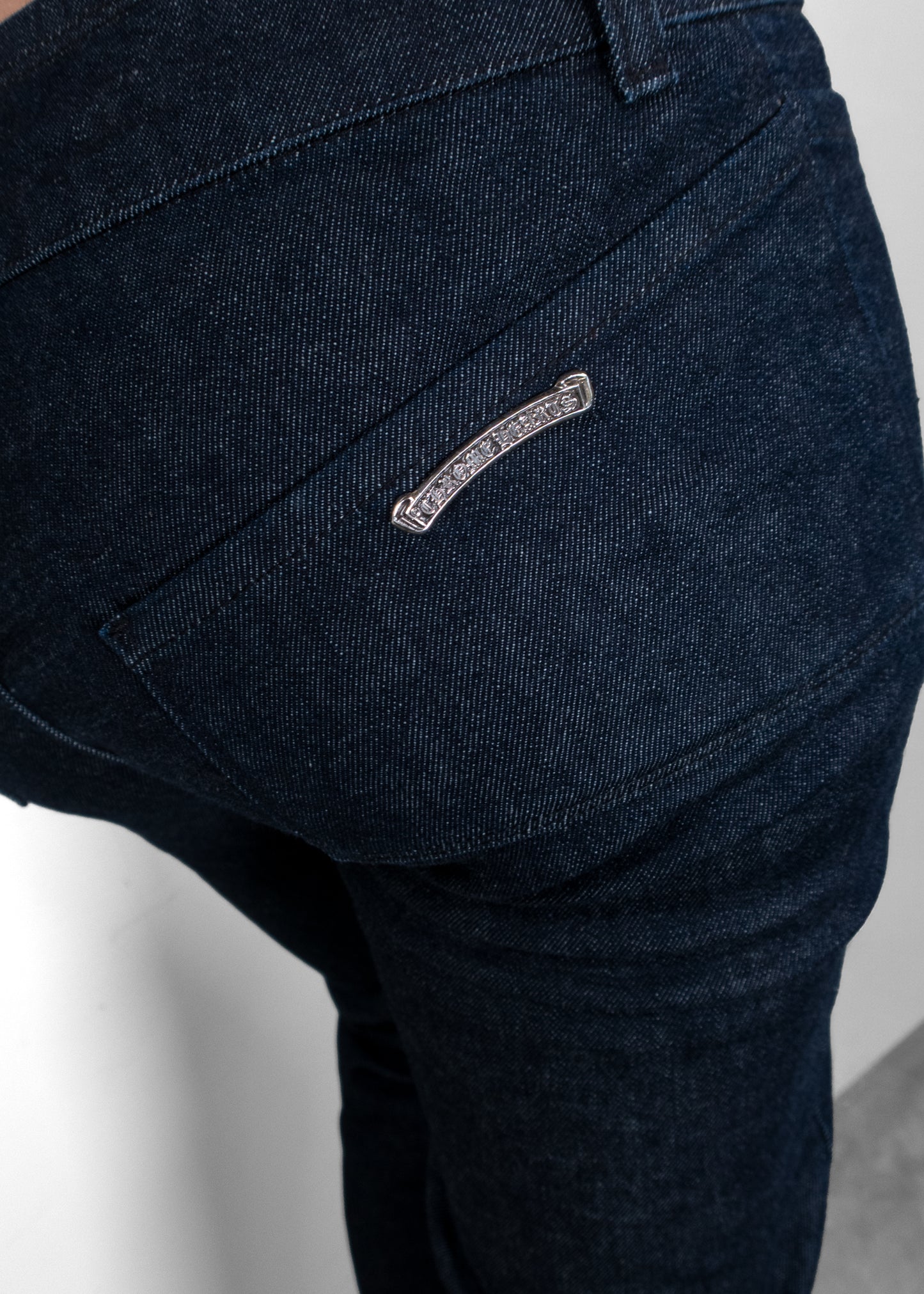 Chrome Hearts Dark Wash Low-Rise Bootcut Hardware Jeans