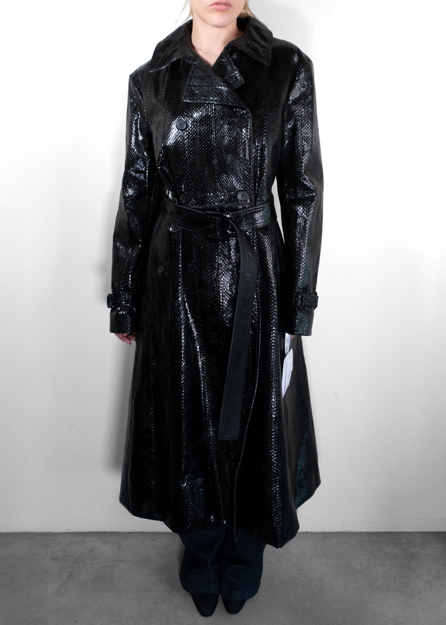 Christian Dior Python-Embossed Leather Trench Coat
