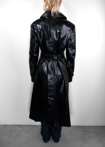 Christian Dior Python-Embossed Leather Trench Coat