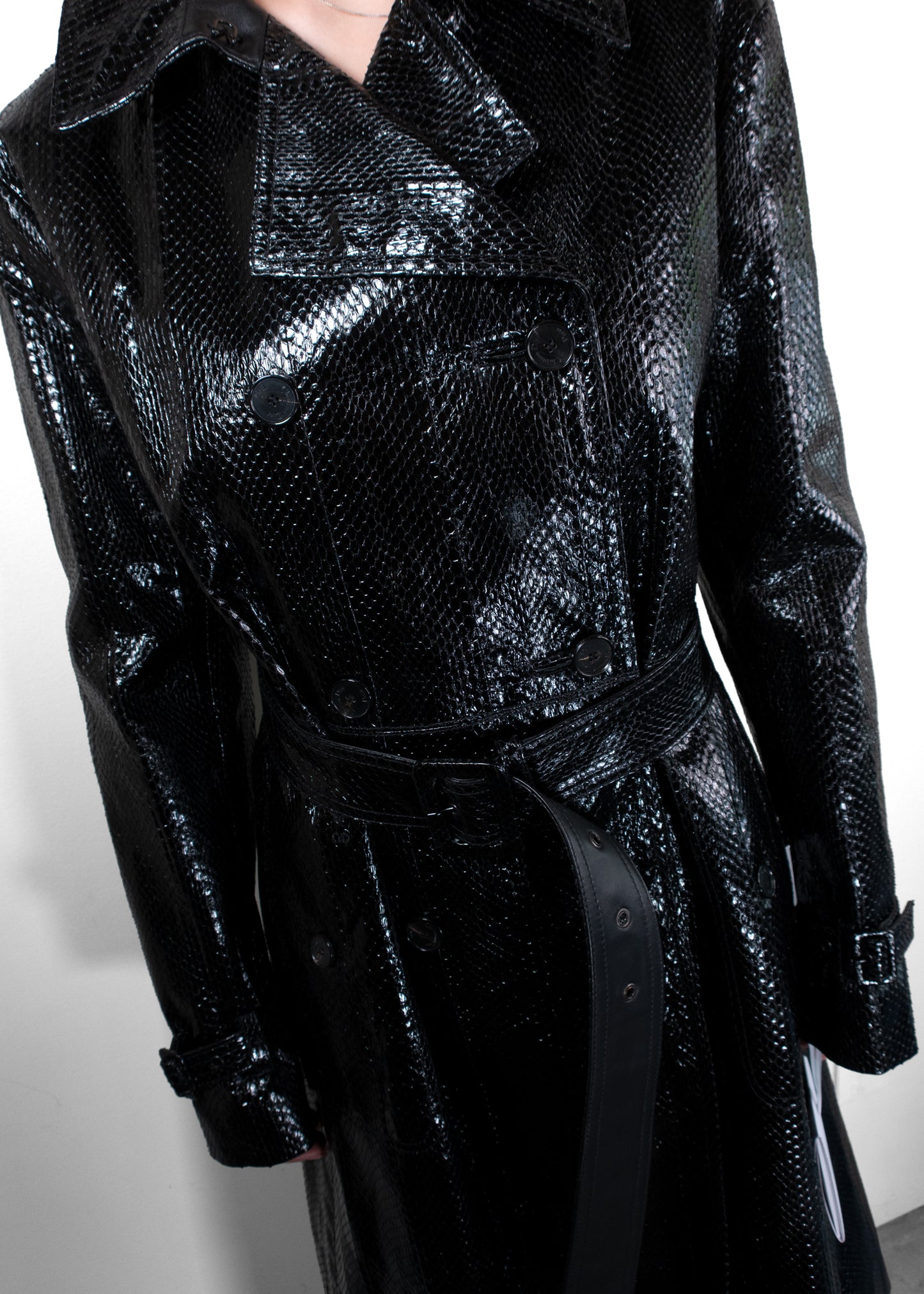 Christian Dior Python-Embossed Leather Trench Coat