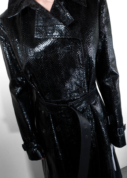 Christian Dior Python-Embossed Leather Trench Coat