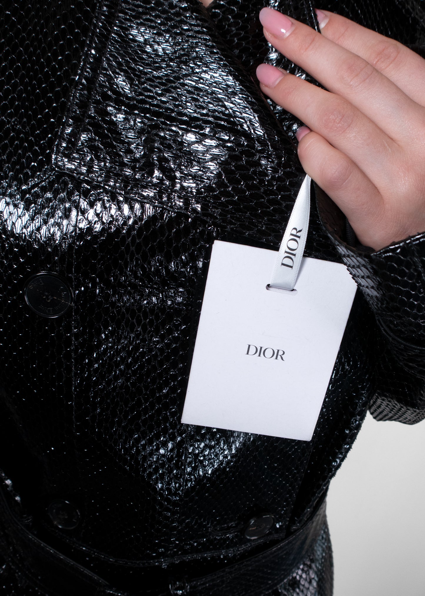 Christian Dior Python-Embossed Leather Trench Coat