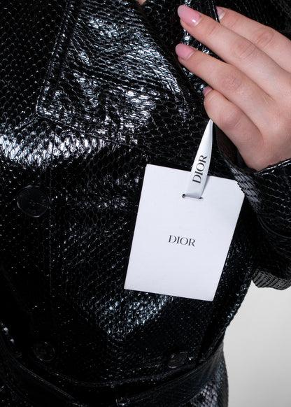 Christian Dior Python-Embossed Leather Trench Coat