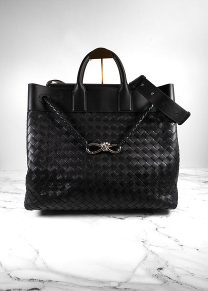Bottega Veneta Black Large Andiamo Voyager Intrecciato Tote Bag