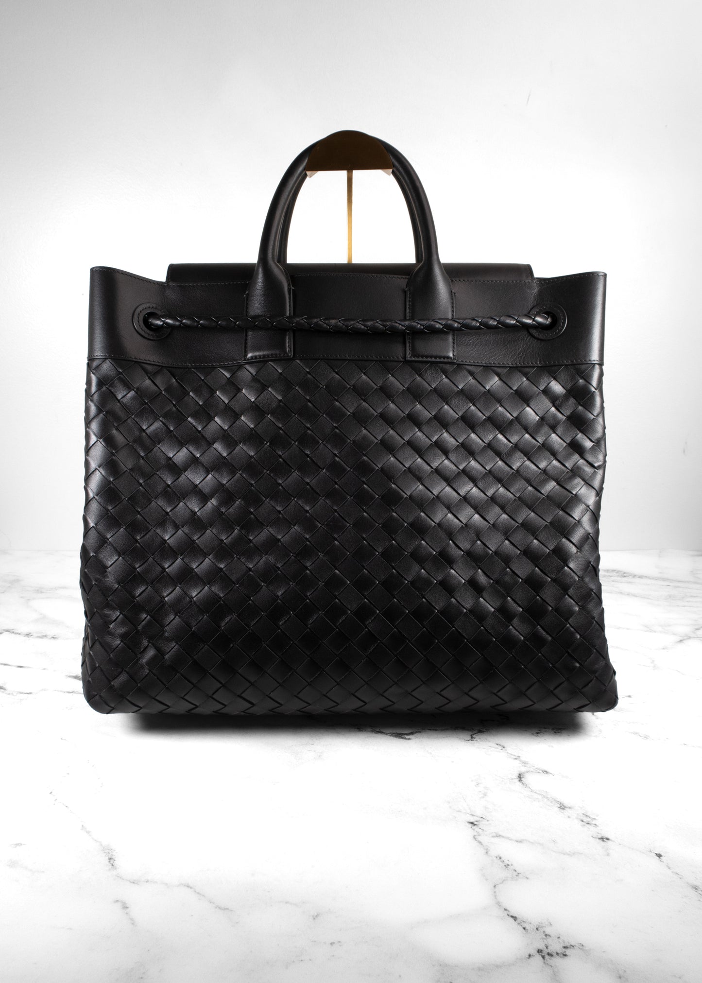 Bottega Veneta Black Large Andiamo Voyager Intrecciato Tote Bag