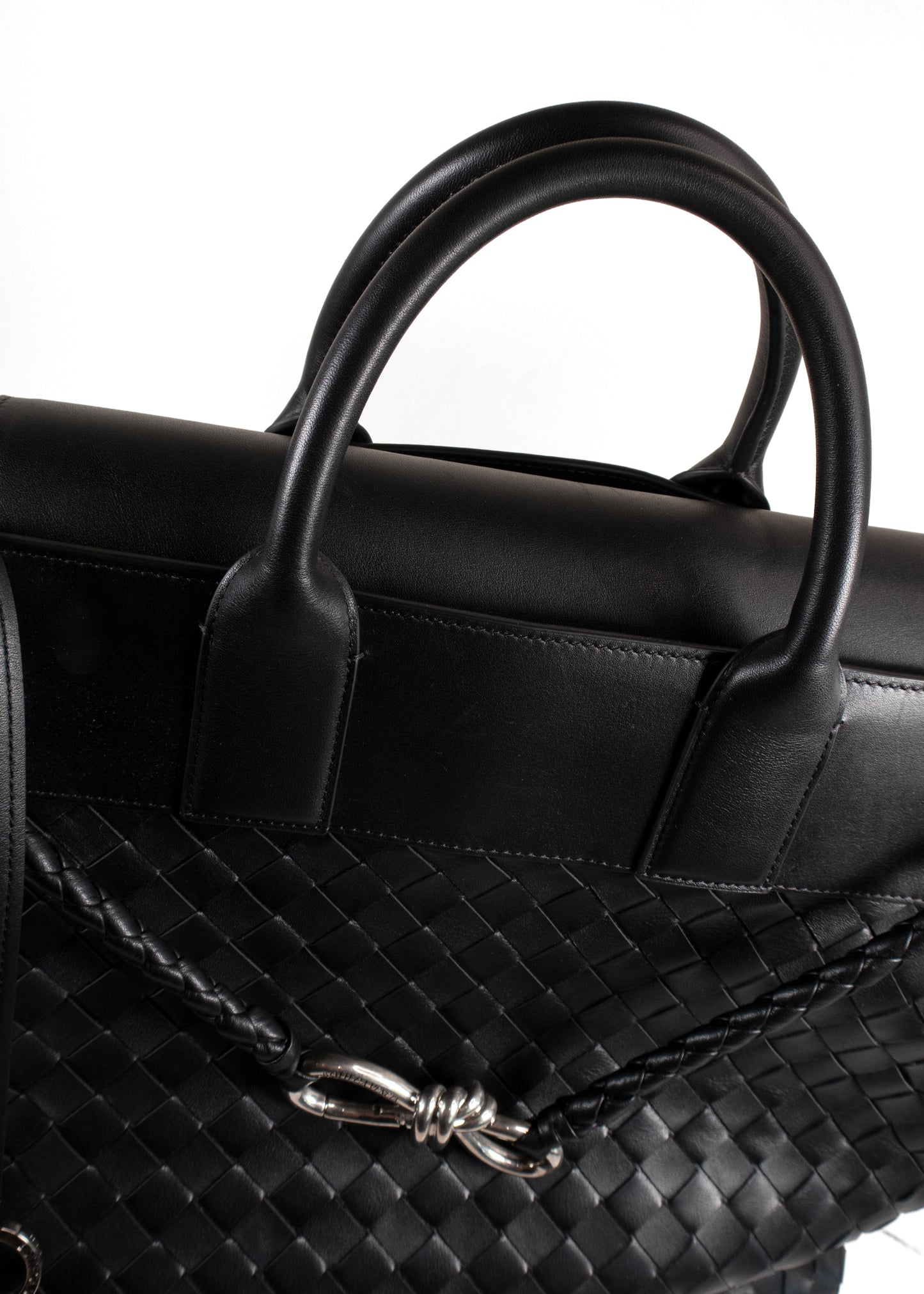Bottega Veneta Black Large Andiamo Voyager Intrecciato Tote Bag