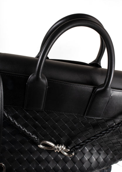 Bottega Veneta Black Large Andiamo Voyager Intrecciato Tote Bag