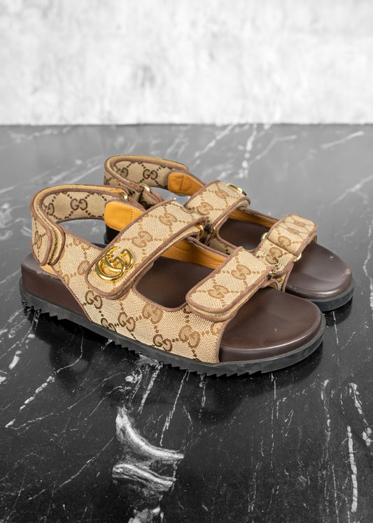 Gucci Double G Beige And Ebony Sandals