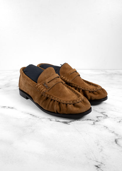 Saint Laurent Le Loafer Supple Monogram Penny Loafers in Suede