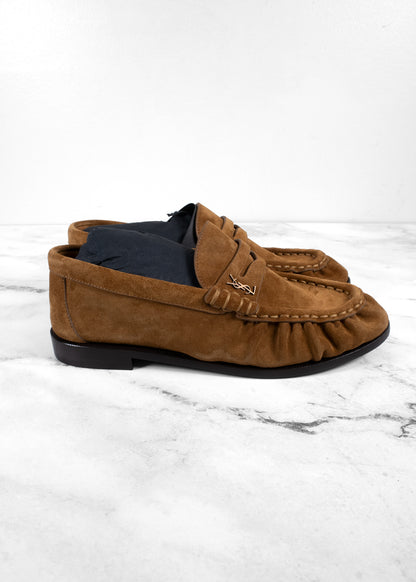 Saint Laurent Le Loafer Supple Monogram Penny Loafers in Suede