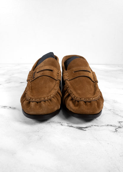 Saint Laurent Le Loafer Supple Monogram Penny Loafers in Suede