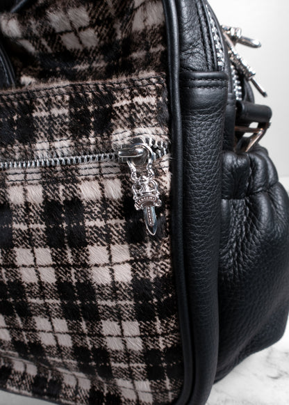 Chrome Hearts Plaid Calf Hair and Leather Dagger Tote Bag with Matching Pouch