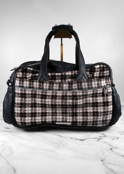 Chrome Hearts Plaid Calf Hair and Leather Dagger Tote Bag with Matching Pouch